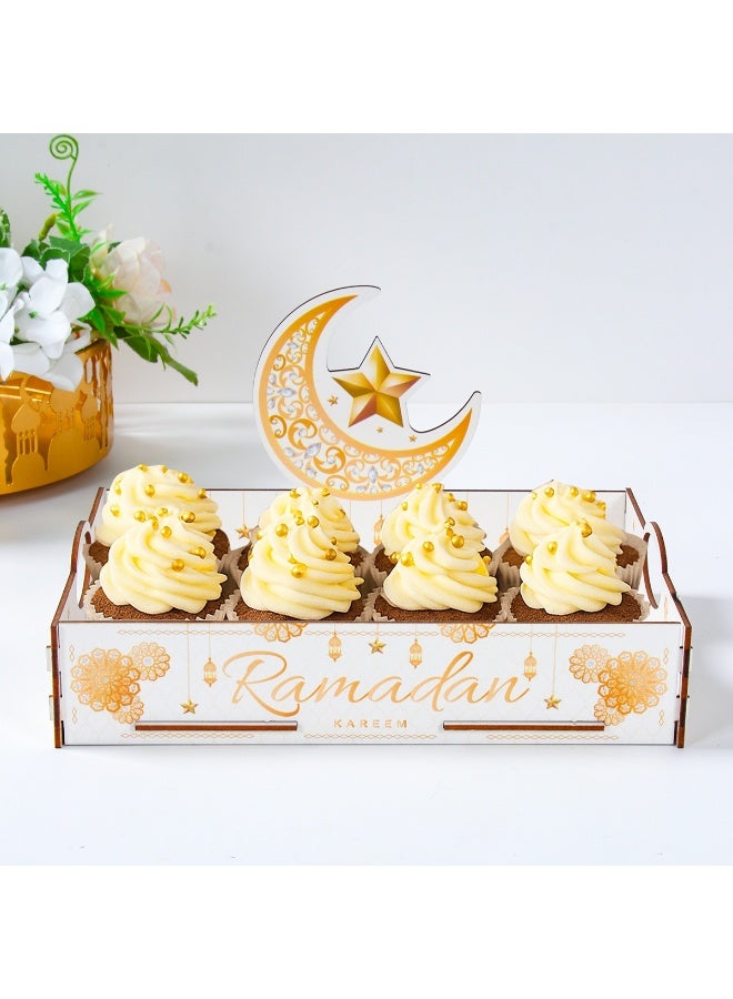 The BZ Company Ramadan Wooden Serving Tray - Ramadan Decoration - Eid Decoration Ramadan Table Decor - Dessert & Dates Tray for Iftar Party Serving - Display Holder Decoration Ornament - Ramadan Home Decoration - Image 3